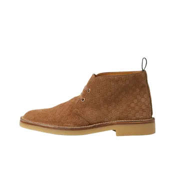 GUCCI Web Ankle Boots Men's Brown