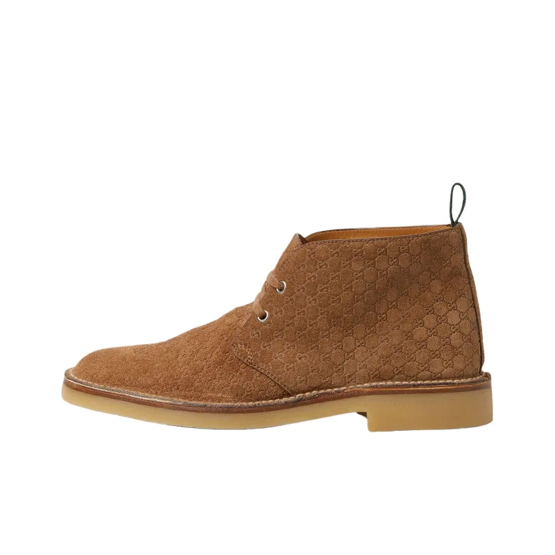GUCCI Web Ankle Boots Men's Brown-0