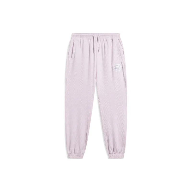 LiNing Sports Life Collection Knitted Sports Pants Women's Dusty Pink Purple-0