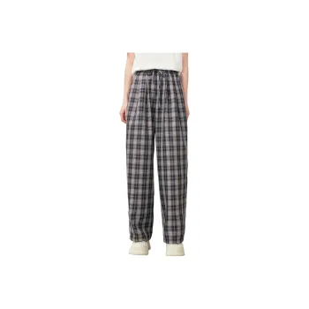 ZIHAN Casual Pants Women's Navy Blue Plaid