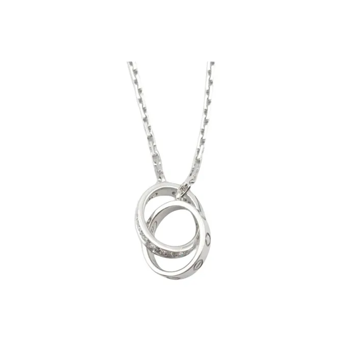 Cartier 2010s 18K White Gold Baby Love Diamond Necklace-0