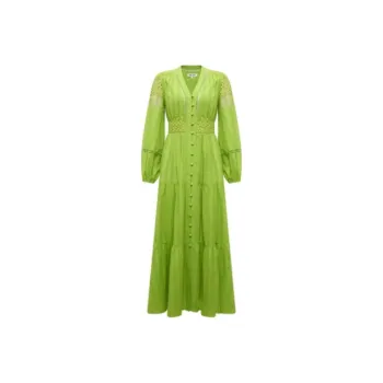 DVF Diane Von Furstenberg SS24 Long-Sleeved Dresses Women's Green