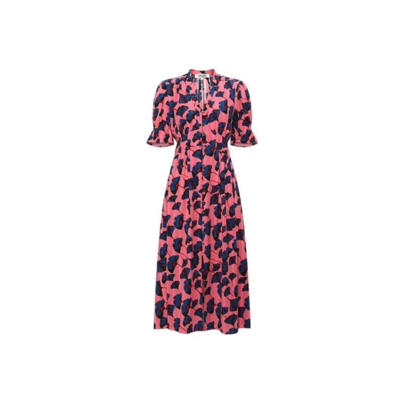 DVF Diane Von Furstenberg SS24 Short Sleeved Dress Women's Girly Pink-0