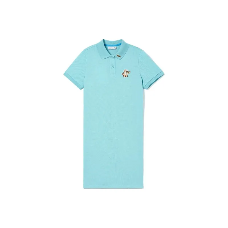 LACOSTE Short Sleeved Dress Women's Tide Blue-0