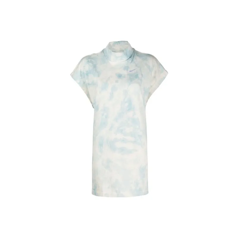 Nike Short-Sleeved Dresses Women's Blue With White Lettering-0