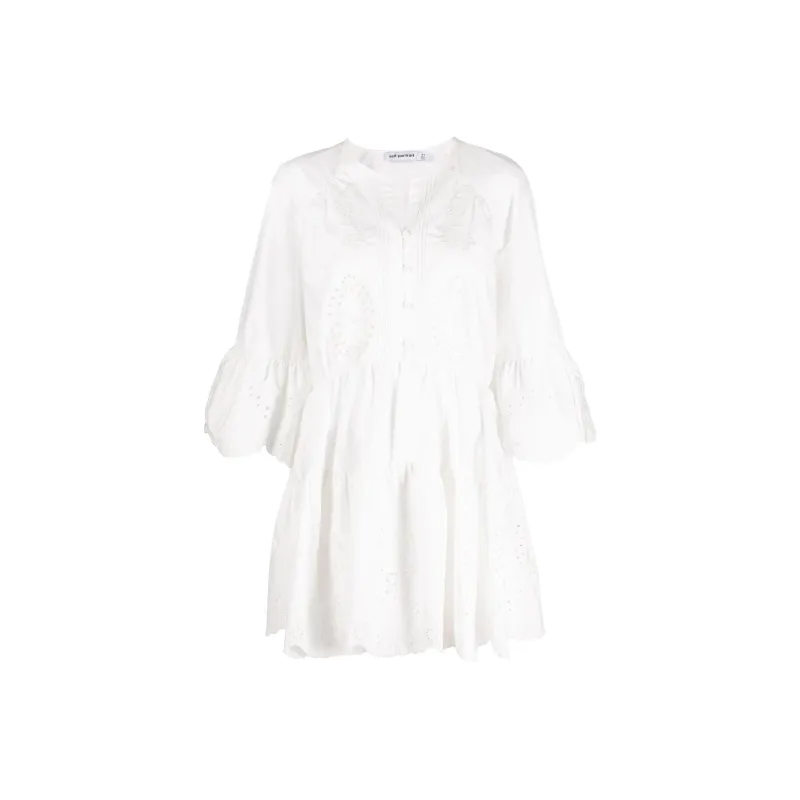 Self-portrait Broderie Anglaise Tiered Mini Dress-0