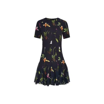 Oscar De La Renta Orchid Cady inset Mini Dress