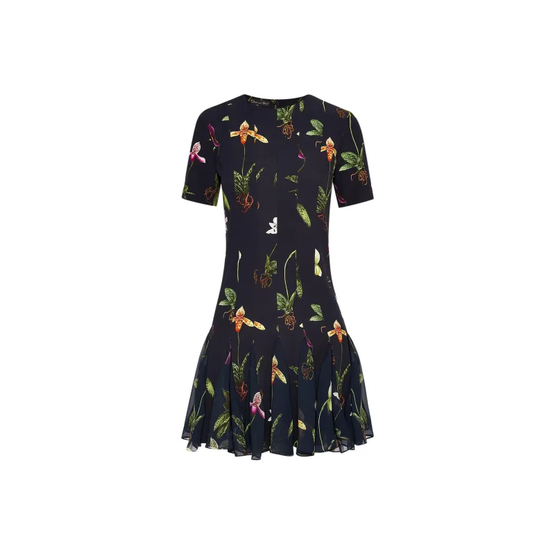 Oscar De La Renta Orchid Cady inset Mini Dress-0