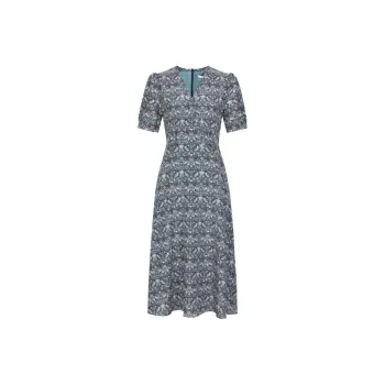 JZ. ANNAKRO Short Sleeved Dresses Women's Floral Dark Blue