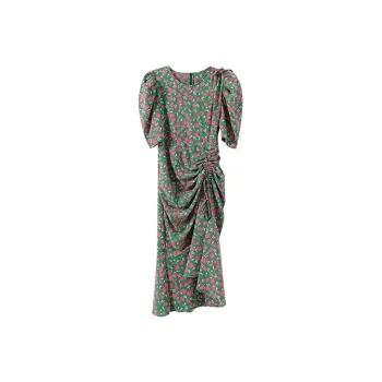 YUMOMO STAR Short Sleeved Dresses Women's Aqua Green Floral
