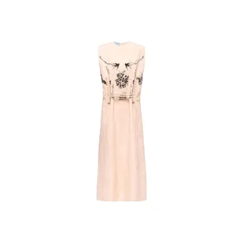PRADA SS22 Sleeveless Dress Women's Beige