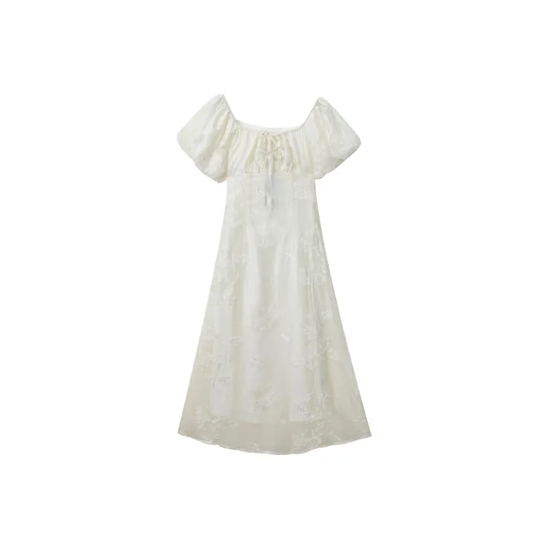 PLANE DRIFT Short Sleeved Dresses Women's Apricot White-0