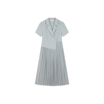 IHIMI SS24 Short Sleeved Dress Women's Elegant Green