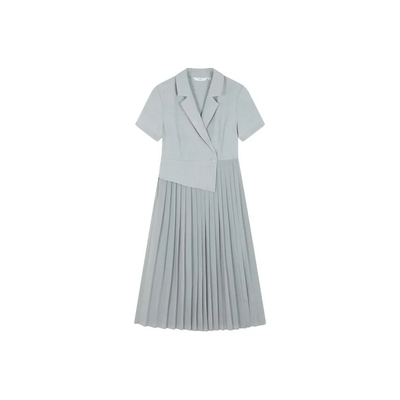 IHIMI SS24 Short Sleeved Dress Women's Elegant Green-0