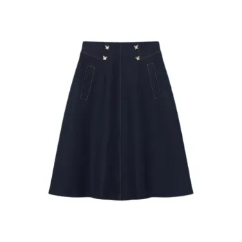 Goodland Denim Long Skirts Women's Navy Blue