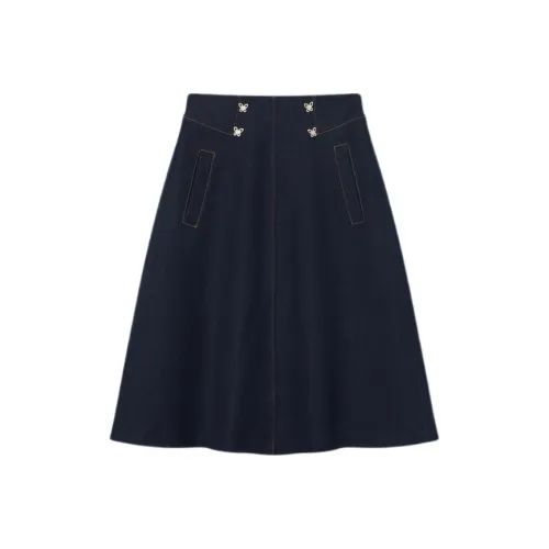 Goodland Denim Long Skirts Women's Navy Blue