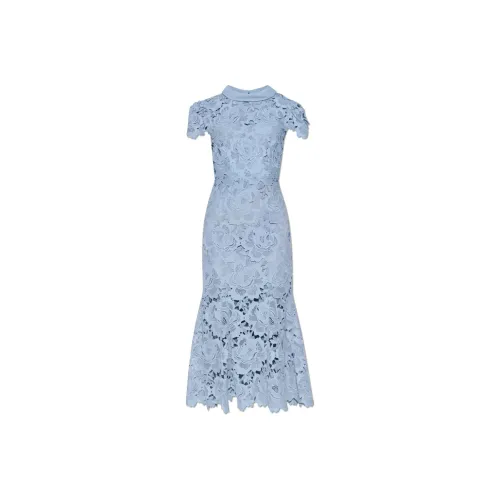 Self portrait Flower Lace Contrast Collar Midi Dress
