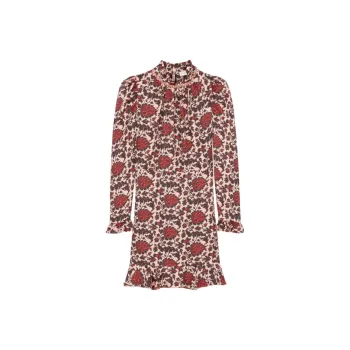 Sandro Long Sleeved Dress Women's Red Print