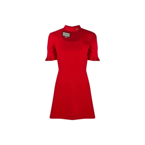GUCCI Short Sleeved Dresses Women's Red