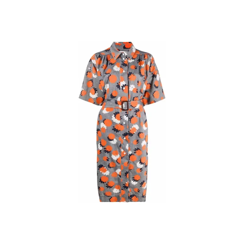 MARNI Short-Sleeved Dresses Women's Gray Orange-0