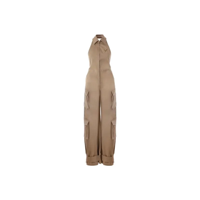 Valentino Logo Plaque Open Back Cargo Jumpsuit-0