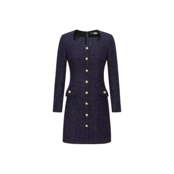 KARL LAGERFELD FW23 Long-Sleeved Dresses Women's Navy Blue
