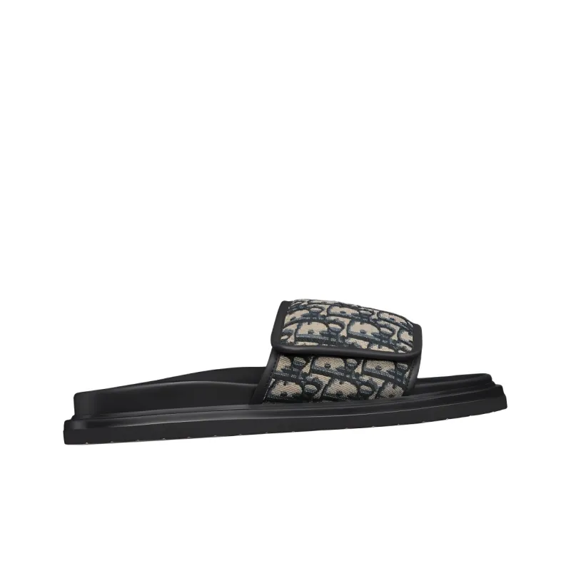 DIOR Aqua Rubber Sole Slip Resistant Slide Slippers Men's Beige Black-1