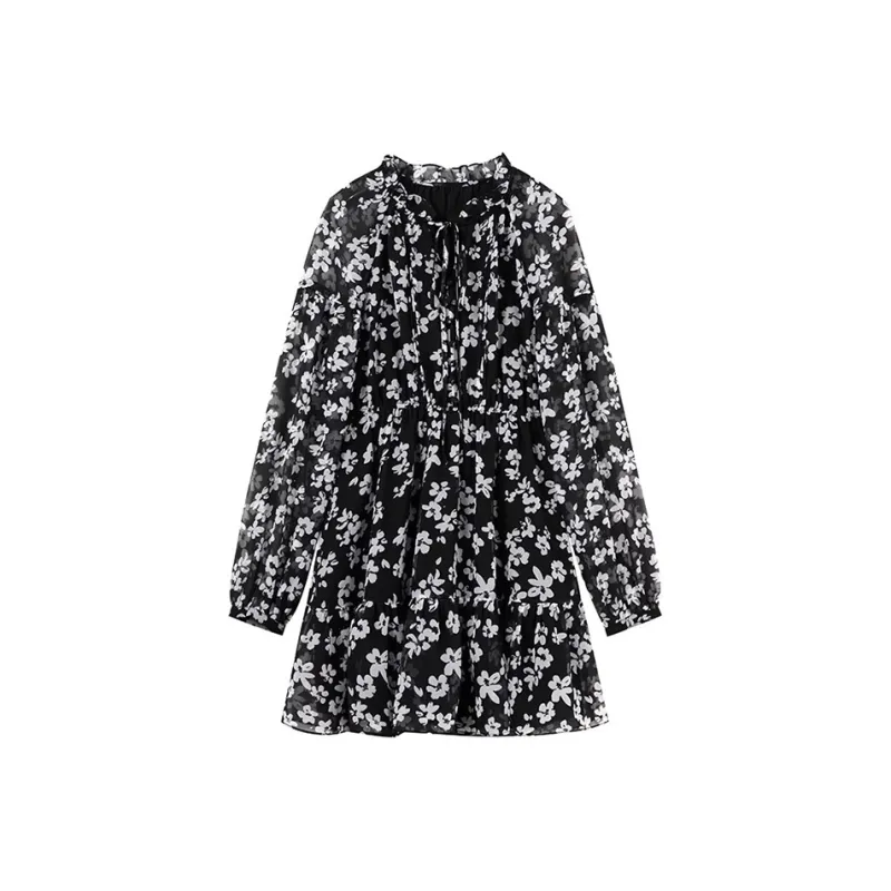 HDFULERN Long Sleeved Dresses Women's Jacquard-0