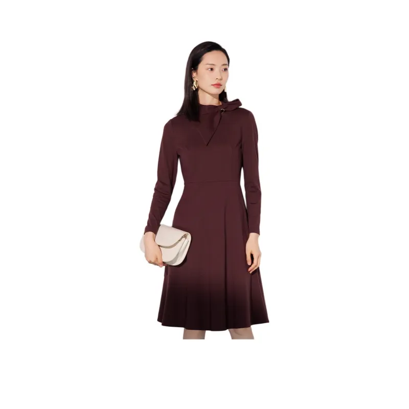 BBLLUUEE Long Sleeved Dress Women's Tea Umber Brown-0