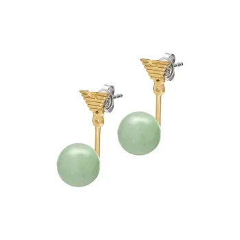 EMPORIO ARMANI Brass, Aventurine Earrings Women's Gold