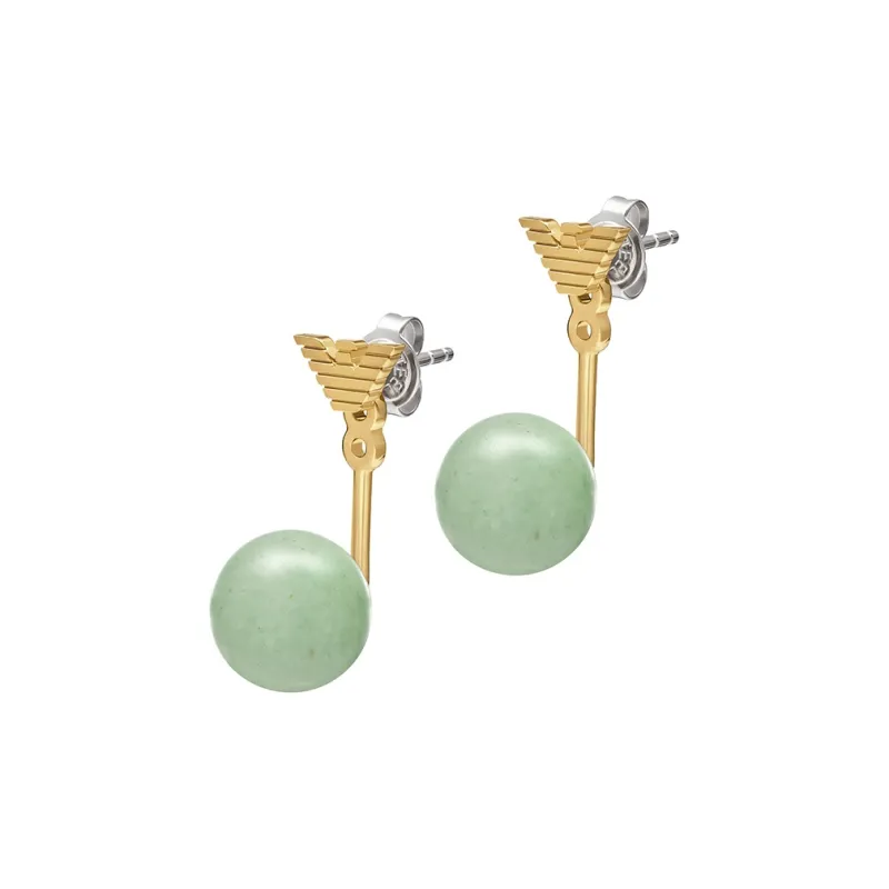 EMPORIO ARMANI Brass, Aventurine Earrings Women's Gold-0