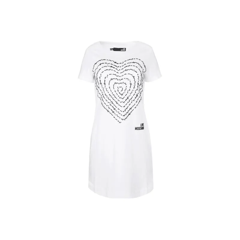 LOVE MOSCHINO Short Sleeved Dresses Women's White-0