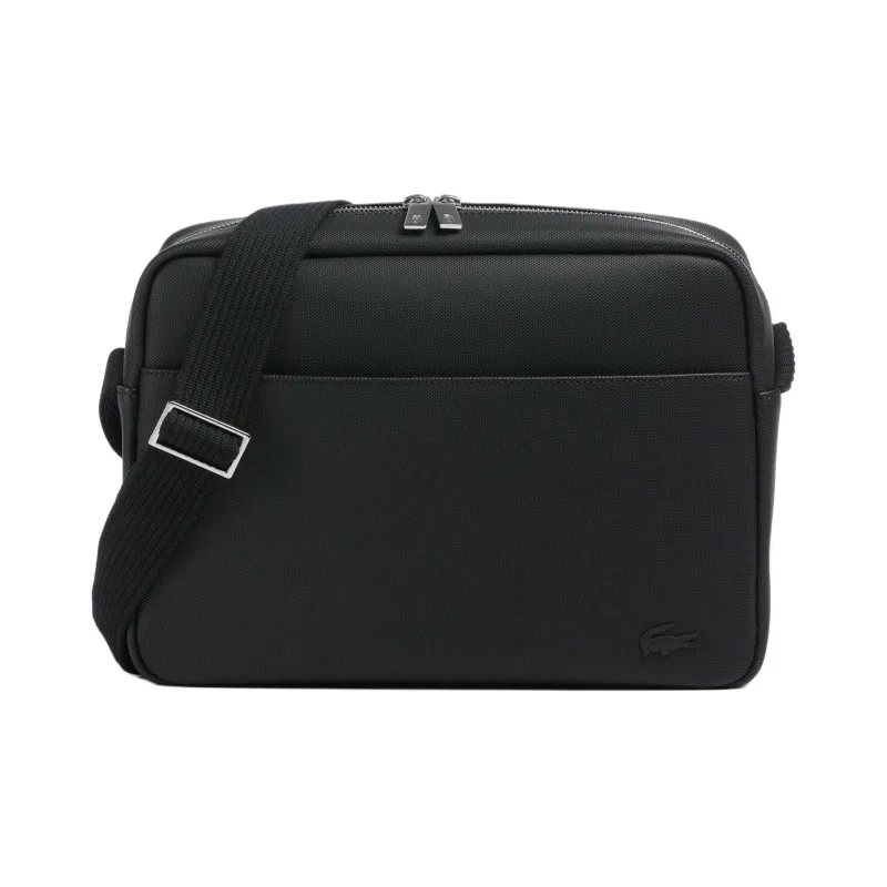 LACOSTE Synthetic Leather Messenger Bag, Crossbody Bag Men's Black-0
