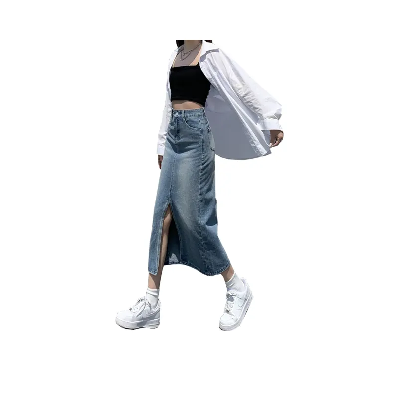 Concubine Zhu Denim Long Skirt Women's Black-4