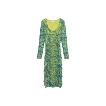 GANNI Long-Sleeved Dresses Women's Yellow Green