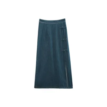 A Paradise For Awakening Denim Long Skirt Women's Vintage Blue
