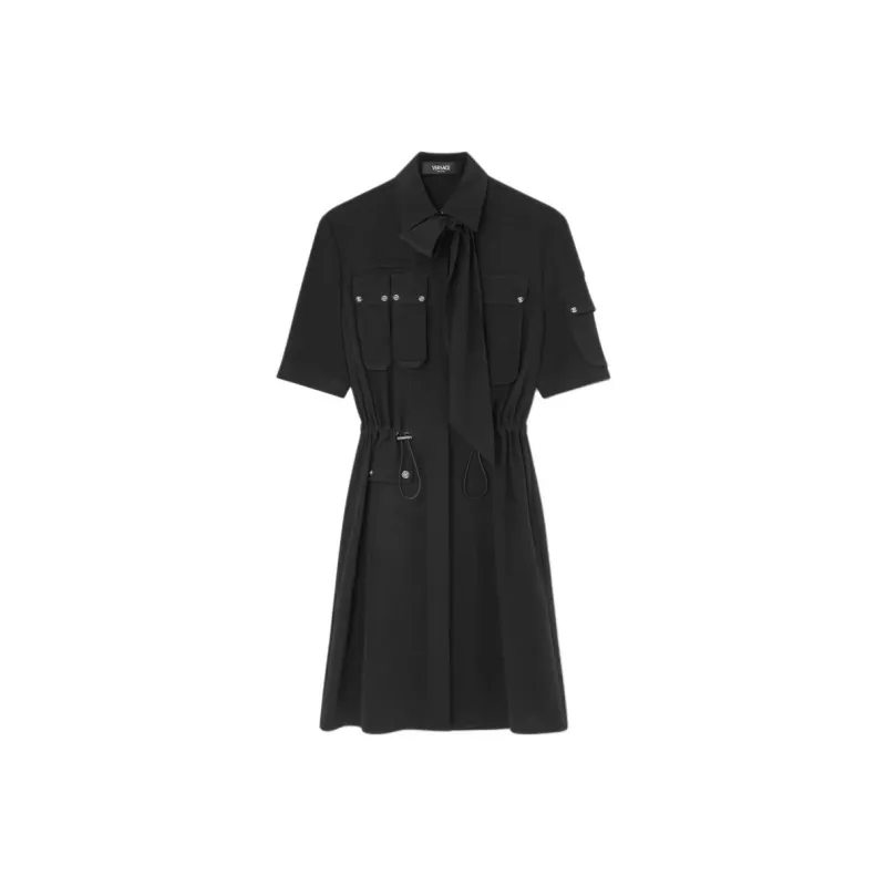 VERSACE Lavalli�re Silk Cargo Shirt Dress-0