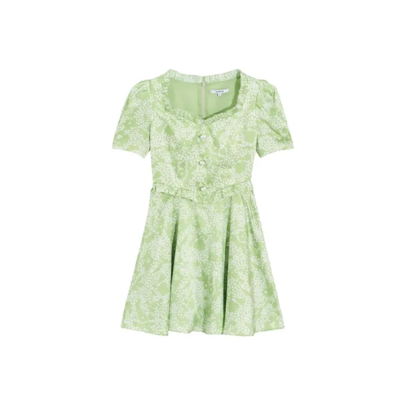 Bebe Short Sleeved Dresses Women's White/Green-0