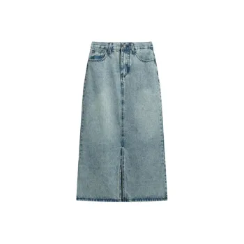 HUASJ Denim Long Skirt Women's Blue