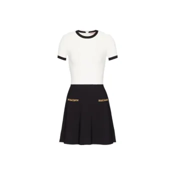 Valentino FW22 Short Sleeved Dresses Women's Black White