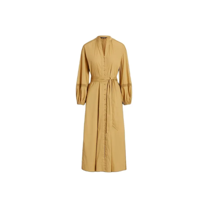 Polo Ralph Lauren SS24 Long Sleeved Dress Women's Khaki-0