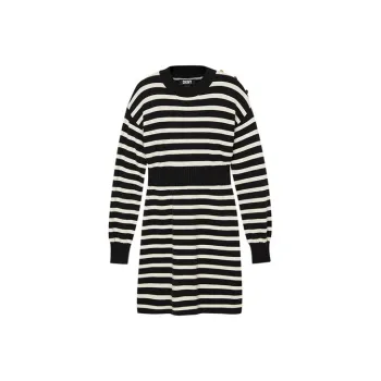 DKNY Long-Sleeved Dresses Women's Black White Stripes