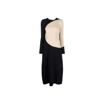 TORY BURCH Colour-Block Crewneck Midi Dress