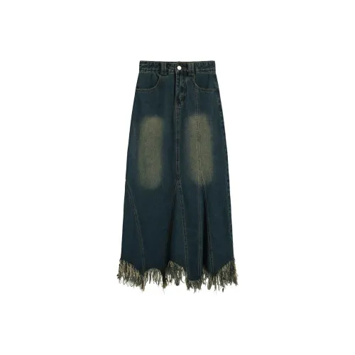 ETSE Denim Long Skirts Women's Blue