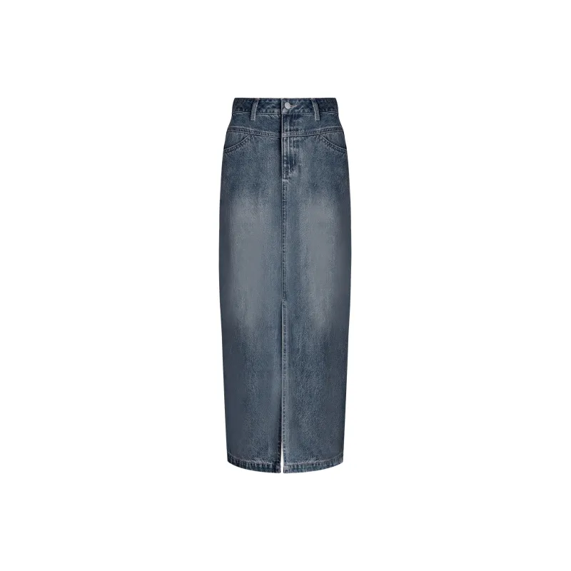 THE SEA LIFE Denim Long Skirt Women's Vintage Blue-0