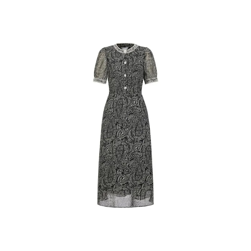 JZ. ANNAKRO Short Sleeved Dress Women's Floral Black-0