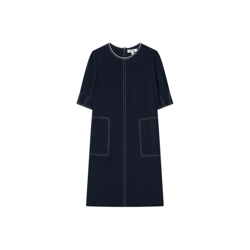 COVERINS Short Sleeved Dresses Women's Navy Blue-0