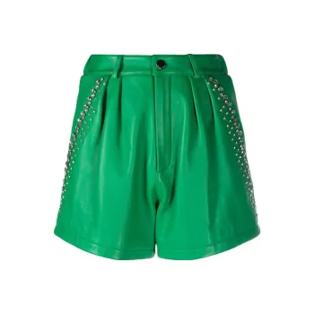 PHILIPP PLEIN Rhinestone embellished Leather Shorts