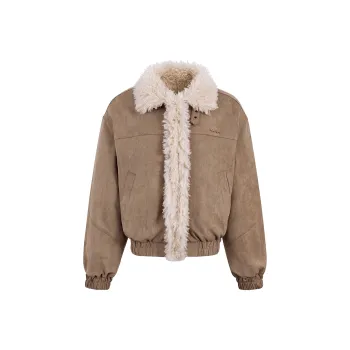 Ariseism Suede Lambswool Patchwork Puffer Jacket Coat For Women's Winter Puffer Jacket Women's