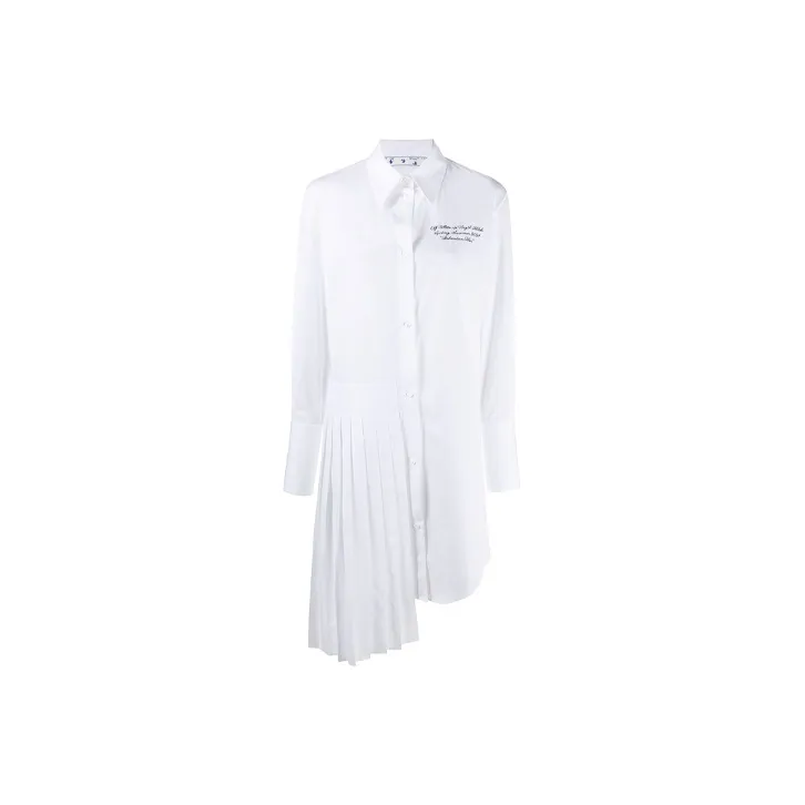 OFF WHITE Popeline Asymmetric Shirt Dress-0